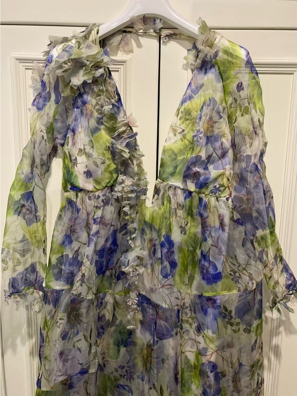 Zimmermann Floral Lavender & Green Long Sleeve Maxi Dress size 3 - Picture 3 of 13